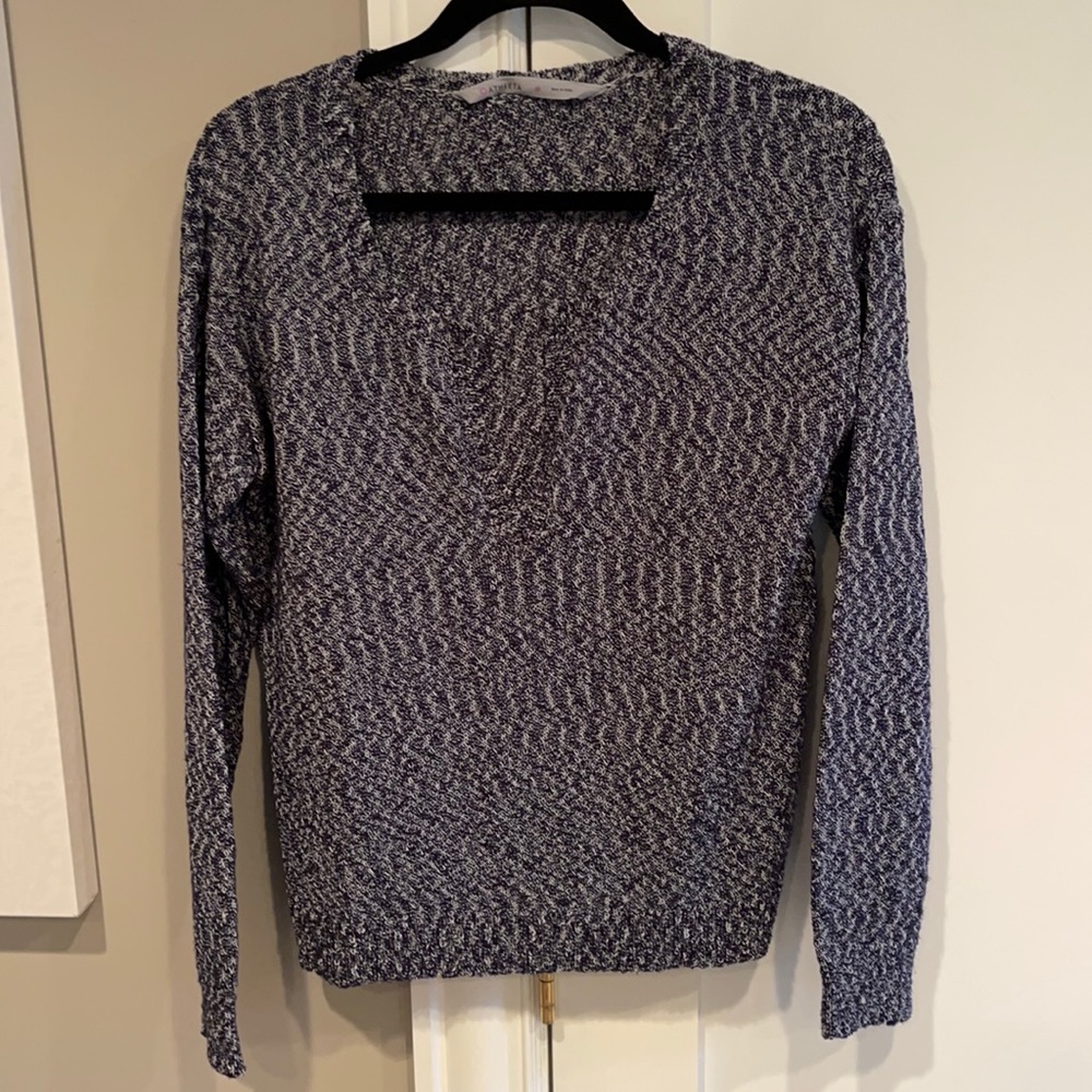 Athleta Weekend Pullover Sweater, Blue/Silver, Si… - image 1